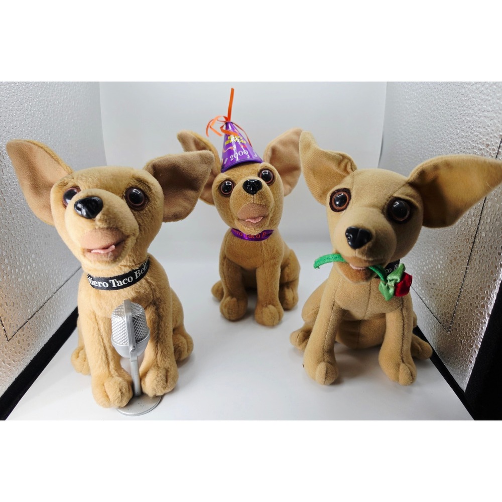 Vintage Taco Bell Chihuahua Plush Set of 3 90s Advertising Dogs Not Working